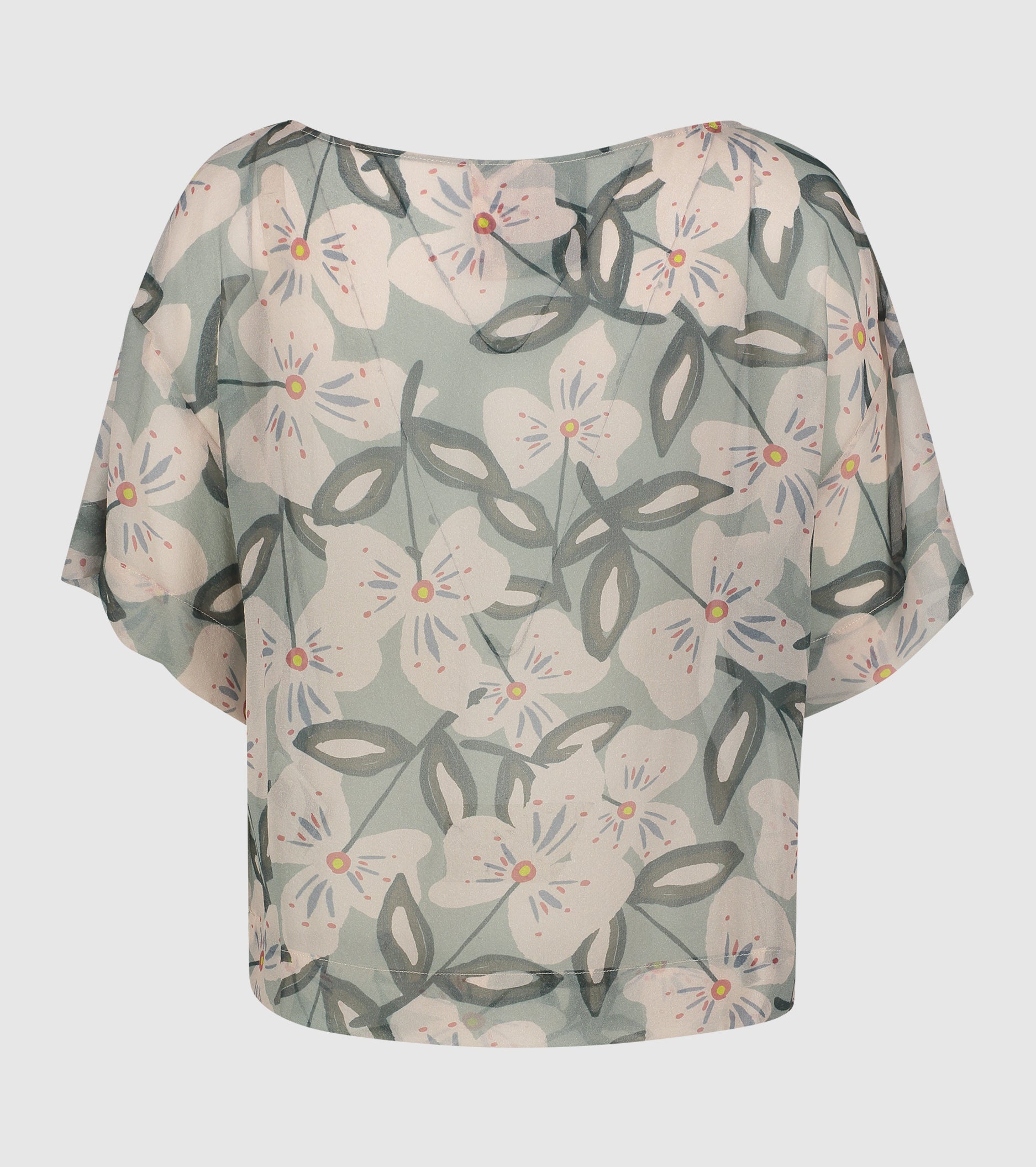 Sage boat neck floral blouse