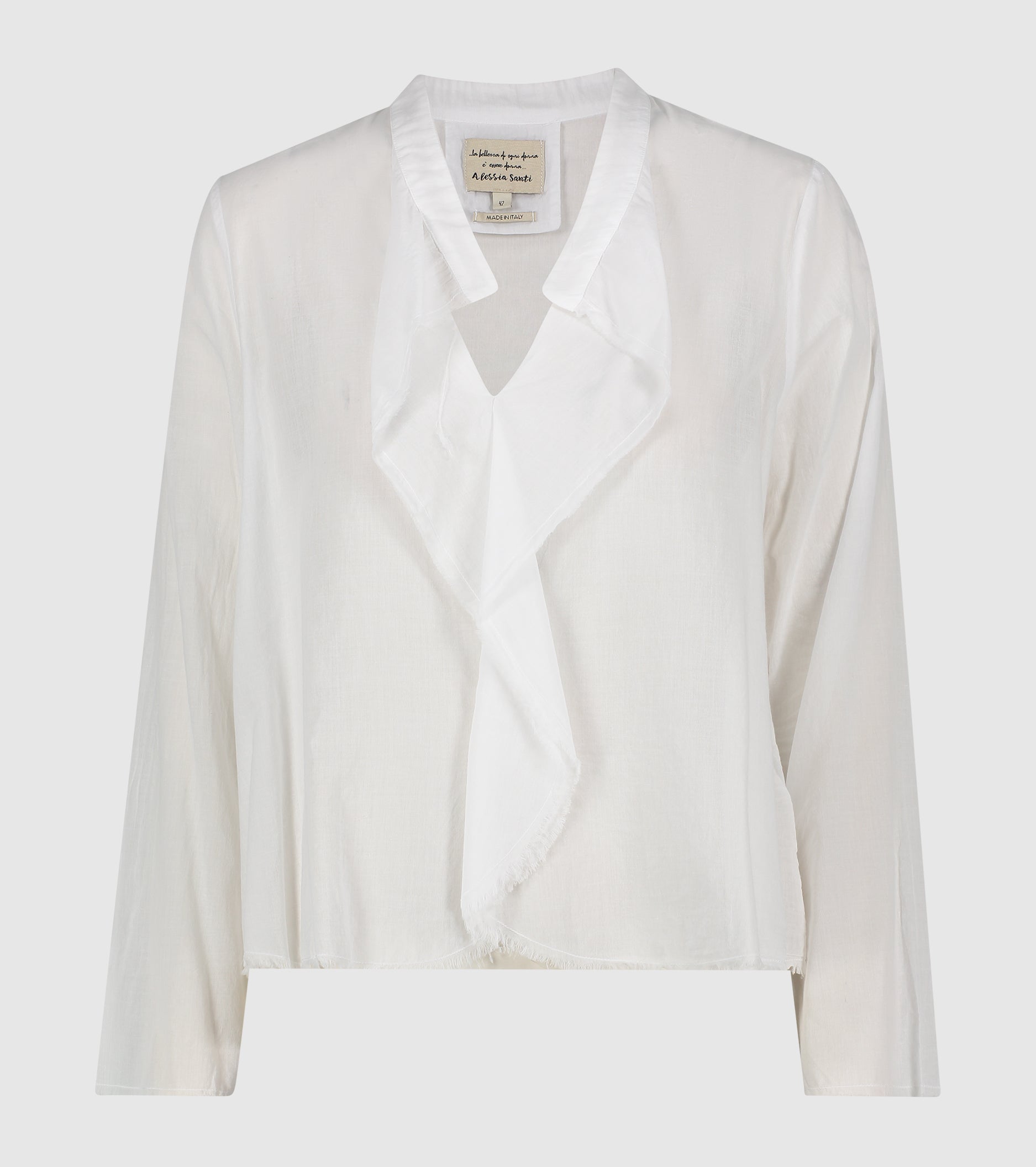 Blusa con scollo a V e maniche lunghe bianco