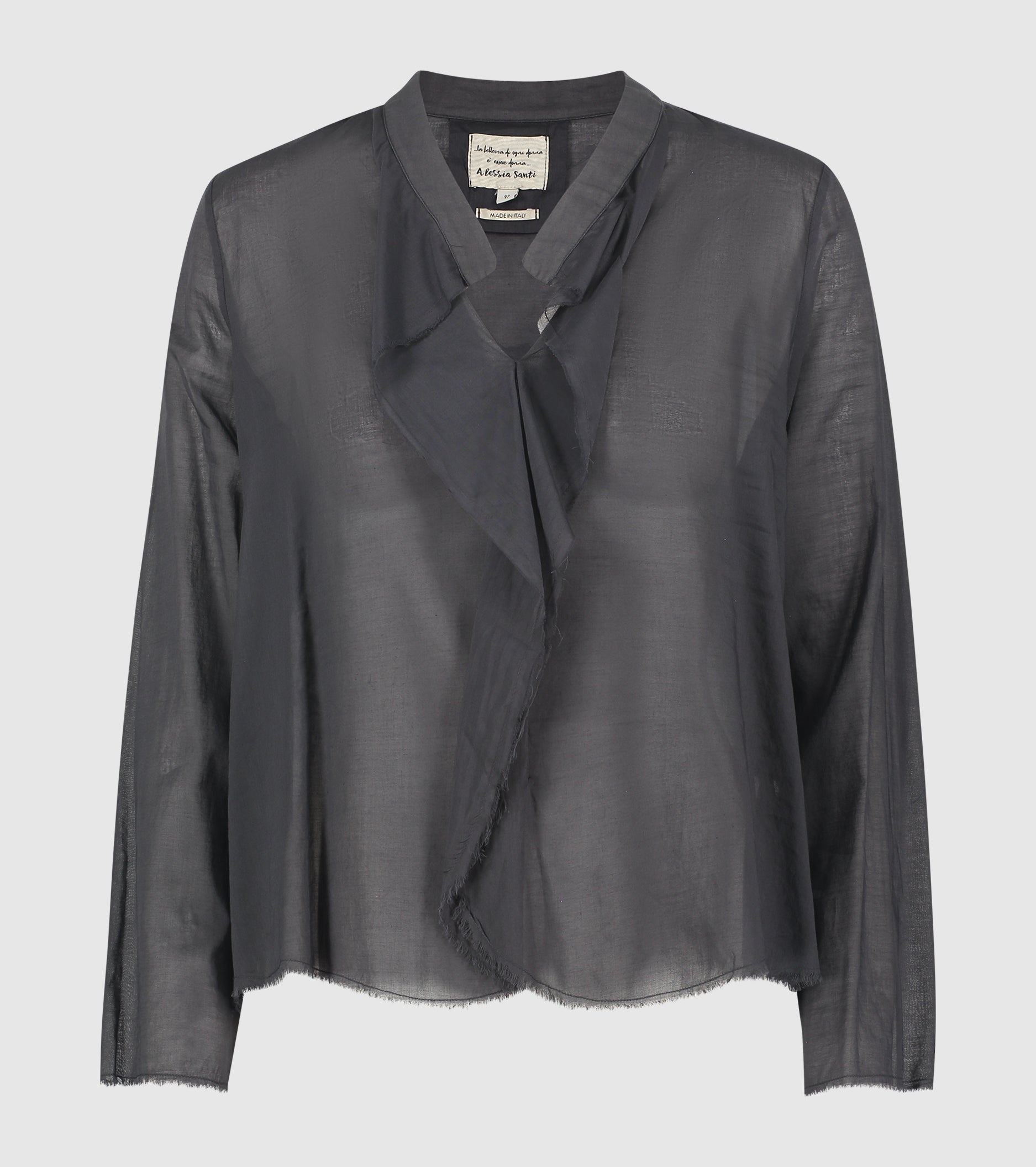 Blusa con scollo a V e maniche lunghe lavagna