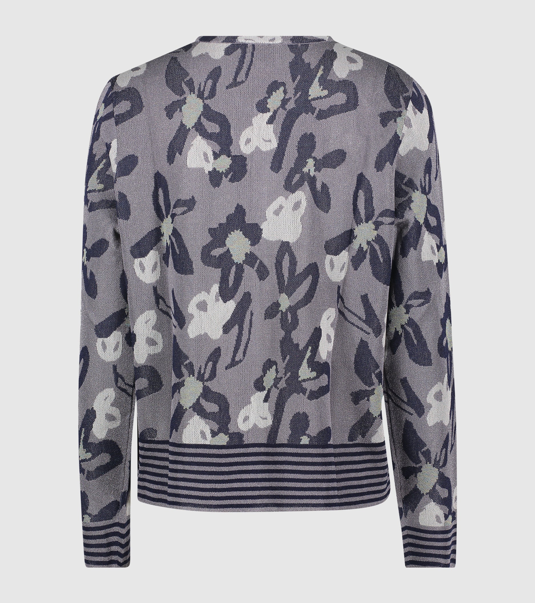 Cardigan jacquard con collo a giro silver