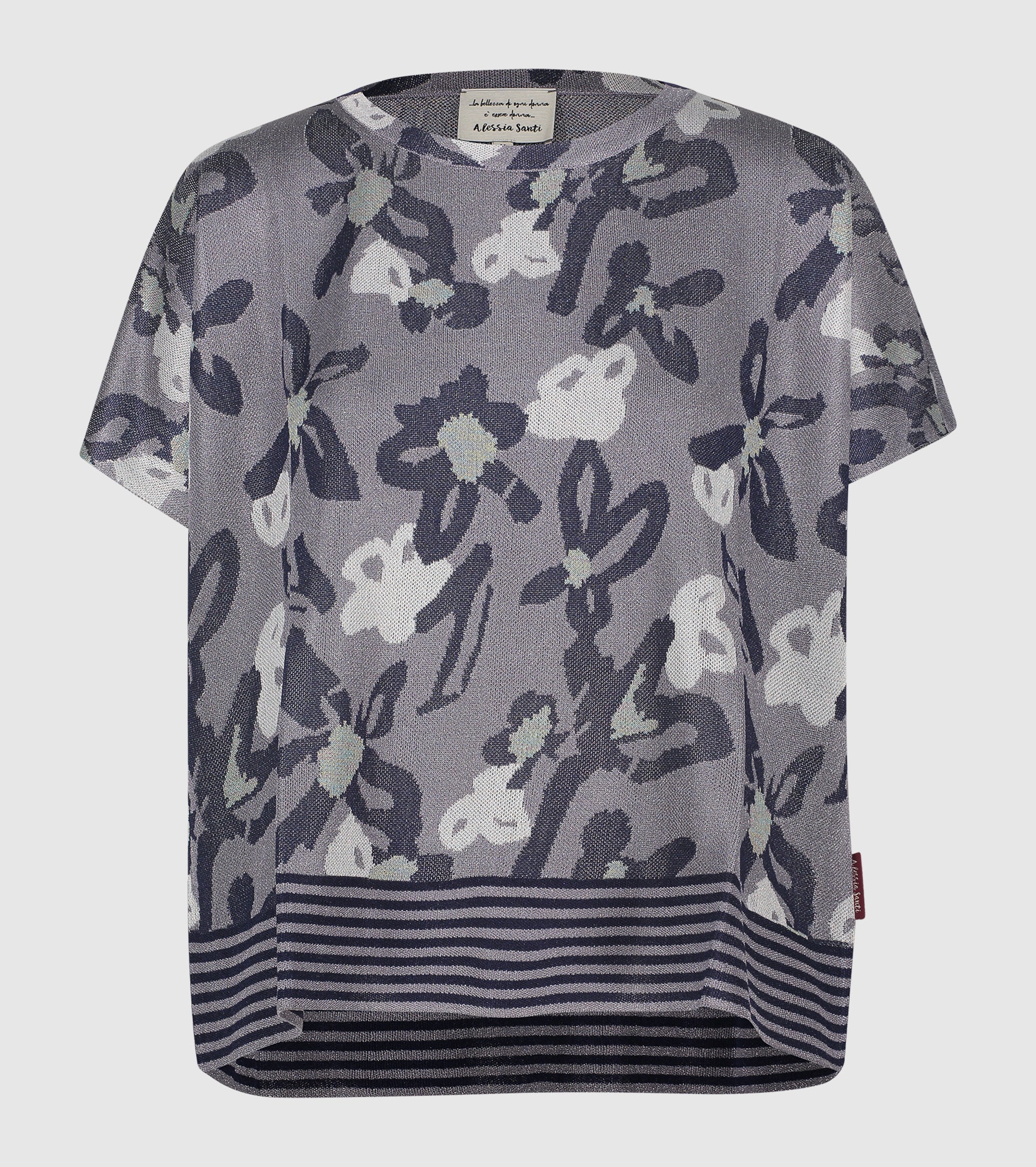 T-shirt jacquard con maniche corte silver