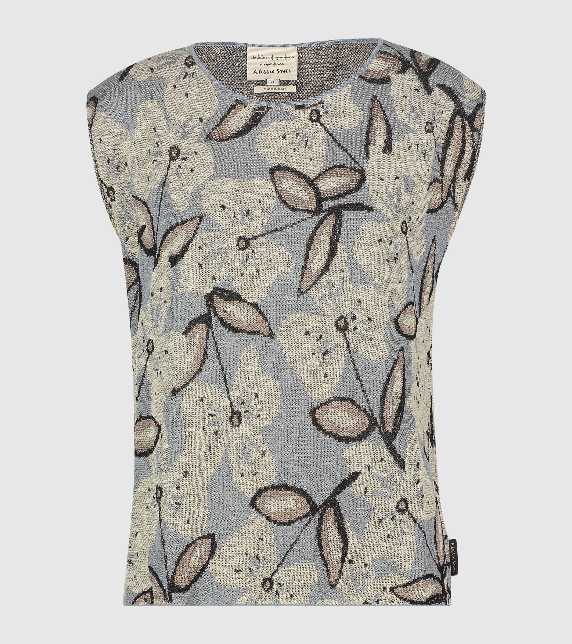 Top jacquard con scollo a barca selce