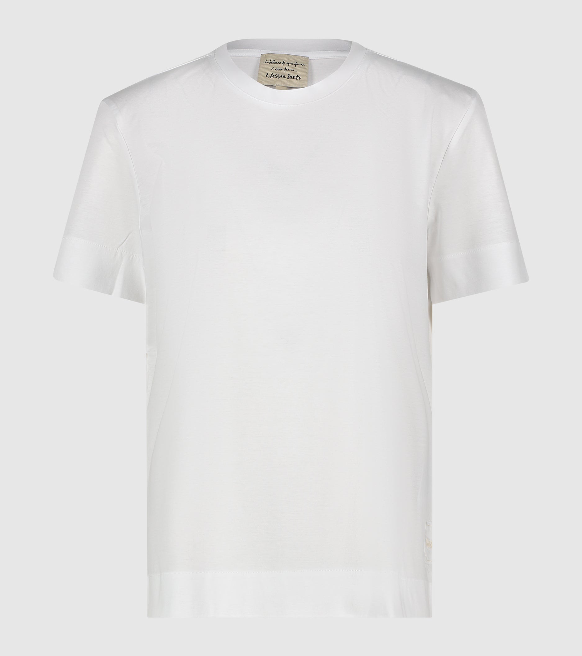 T-shirt girocollo con patch logata bianco